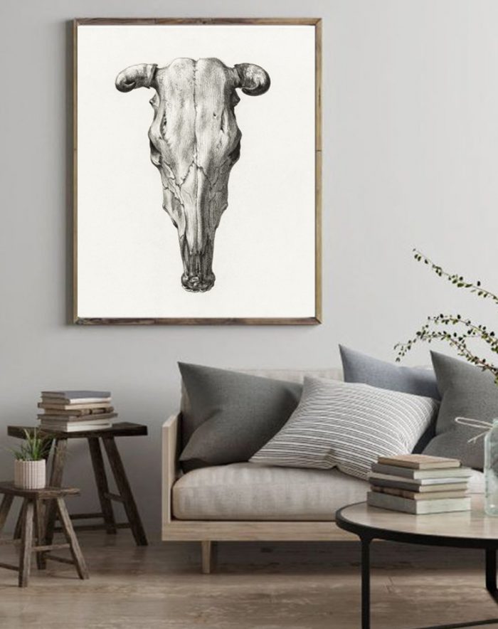 cow skull art print
