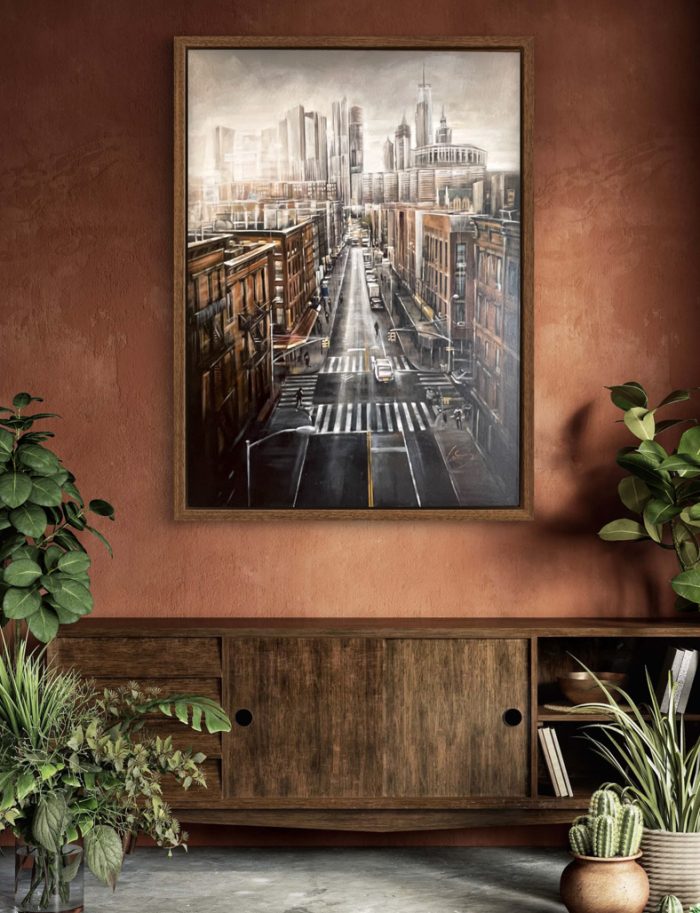 vintage new york oil painting