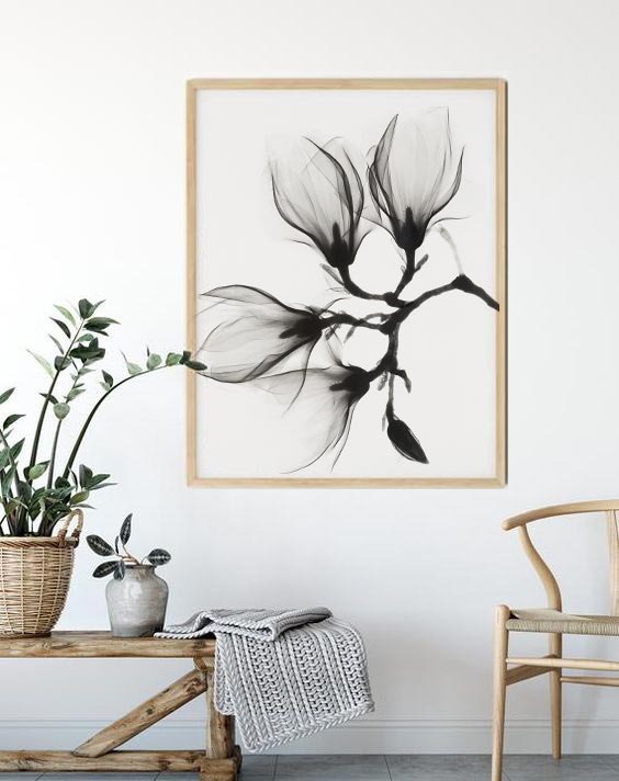 Flowers in Black and White Art Print