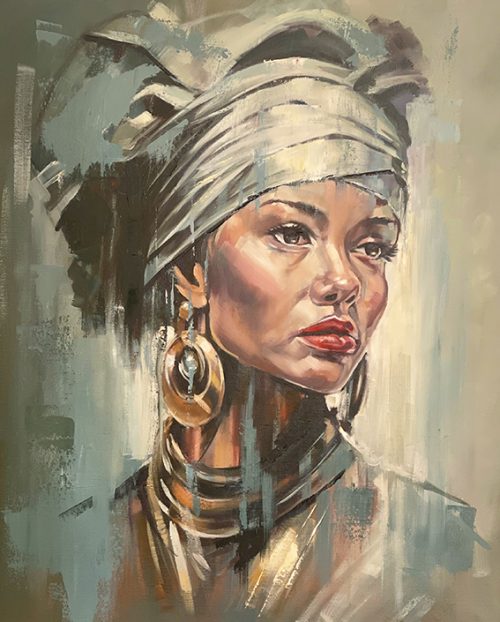 woman in turban oil painting