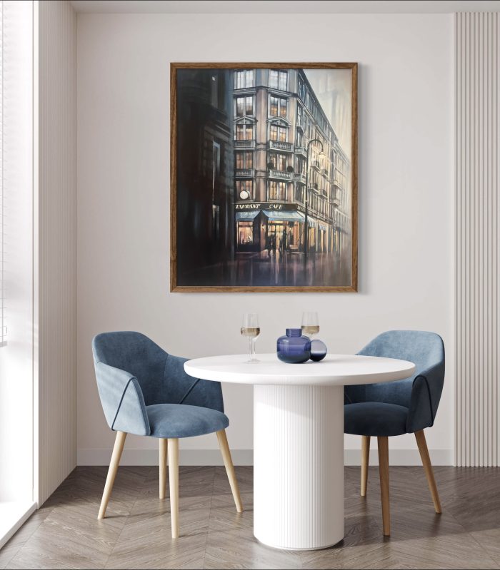 Paris Café Oil on Canvas - Image 3
