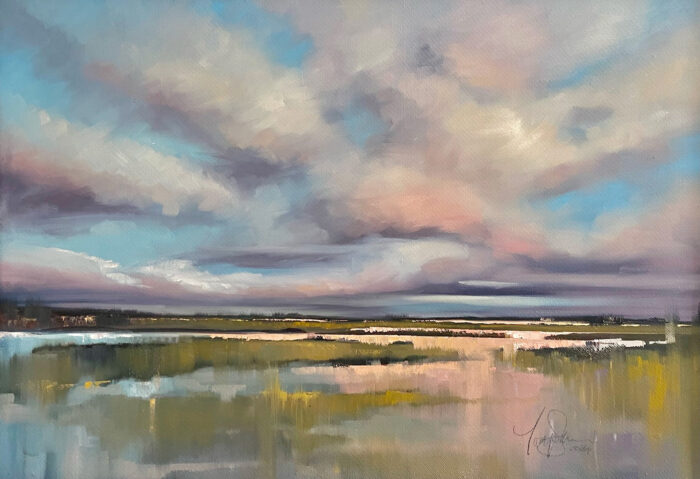 Abstract Cloudy Marsh Landscape Art Print