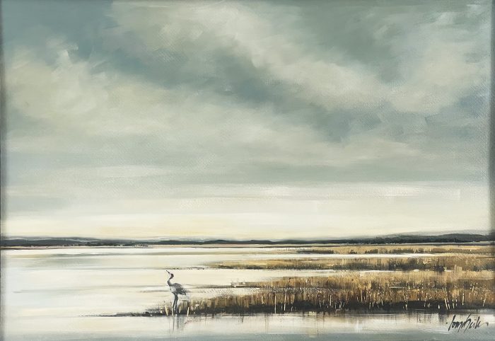 Marshlands Crane Oil on Canvas - Image 2