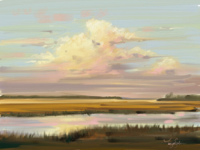 digital art cloudy marsh