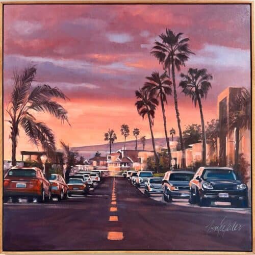 sunset boulevard oil painting