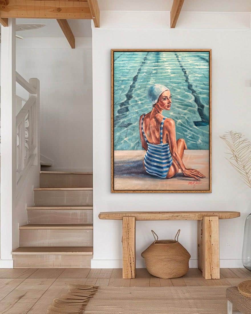 swimming pool oil painting